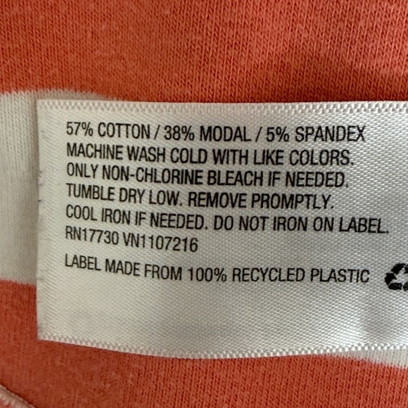 Striped Coral and White maternity V-Neck Dress - Picture 8 of 8